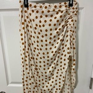 Zara - brown polka dot midi asymmetrical skirt - size medium
